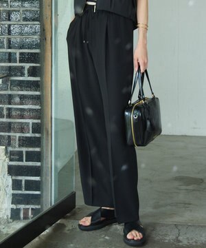  【接触冷感/UVカット/吸水速乾】ストレッチジョーゼット ワイド パンツ