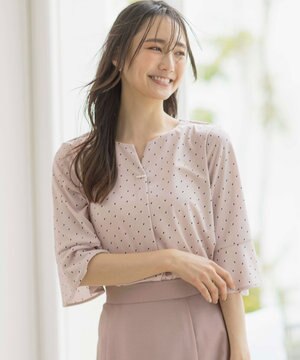  【接触冷感・吸水速乾・UVケア】エアリードレープスムース 七分袖 ブラウス