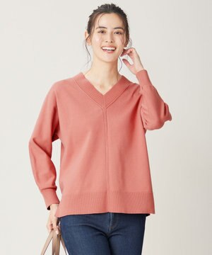  【洗える】Ｖネックセンターポイント ニット