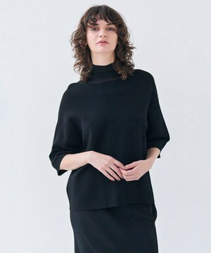  【洗える】LAURA / 半袖タートルニットトップス