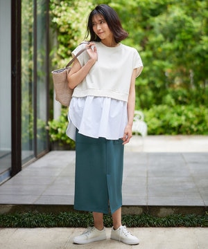 【接触冷感/UVケア/ウエストゴム/洗濯機可能】イージケアタイトスカート