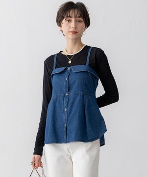 【洗える】ライトダンガリー ビスチェ