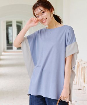  【洗える】配色カットソードルマントップス