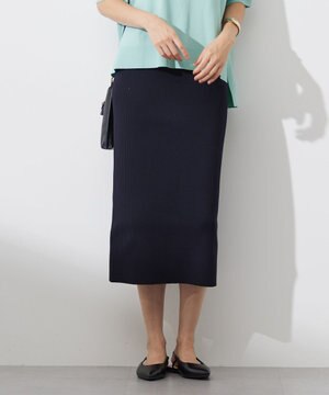  【洗える】リブストレッチタイト スカート