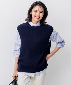  【洗える】コットンカシミヤ ニットベスト