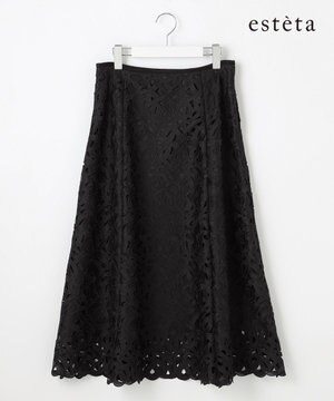  【エステータ】ジオメトリックレース スカート