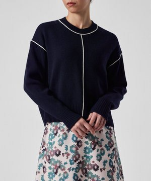  パイピング クルーネック ニット