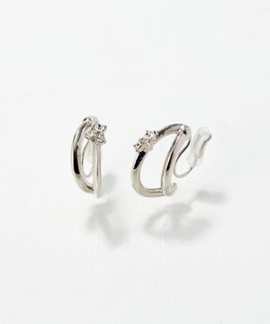  〈痛くないシリーズ/アレルギー対応〉シャイニーダブルフープライトフィットイヤリング　シルバー