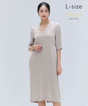  【洗える・L-size】CINDY / Vネックハーフスリーブワンピース