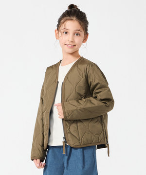 【120-150cm】TAION ミリタリーZIP Vネック ダウンジャケット(UNISEX)