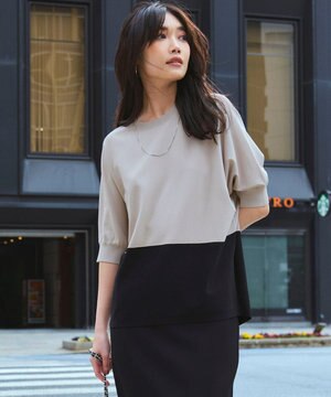  【洗える】レーヨンポリエステルストレッチ ドルマン ニット