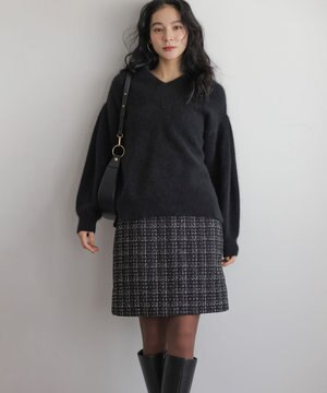  ラメステッチツイード スカート