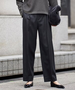  【洗える】ウォッシャブルウールサキソニーワイド パンツ