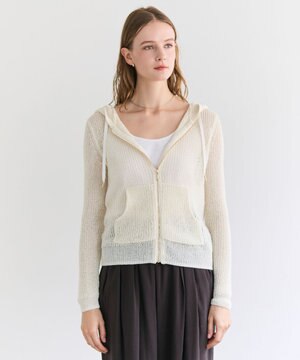  【ロングセラー・新色追加】OPTICAL / ペーパーヤーンフーディージップニット