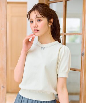 ビジューネックレスニット