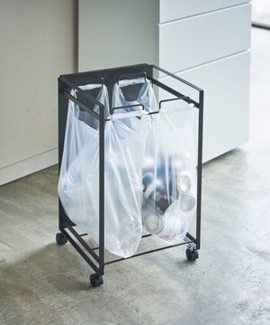  目隠し分別ダストワゴン タワー 2分別  ブラック