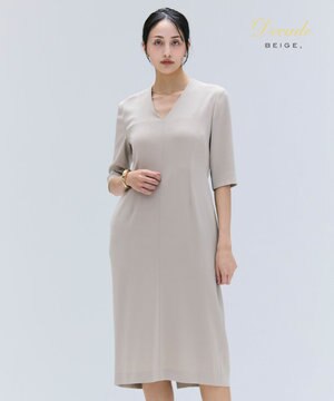 【洗える】CINDY / Vネックハーフスリーブワンピース
