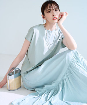 【洗える】ギャザーライトデシン ティアードスカート