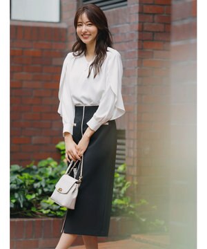  【全方位 好印象】フェミニンブラウス×ビットタイトスカート セット