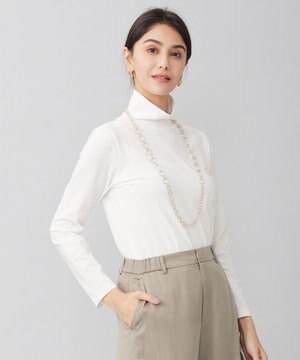  【洗える】ドライタッチインナー ハイネックカットソー