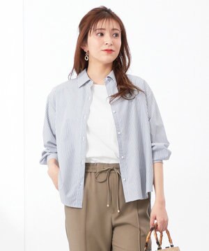  【UVケア】イージーケアストライプ シャツ