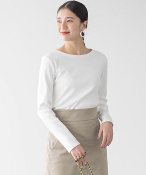  【ストレッチ・長袖】コットンフライス バスクTシャツ