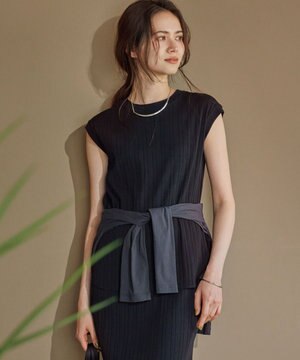  【SLOW/一部店舗限定】ランダムリブフライス フレンチスリーブ カットソー