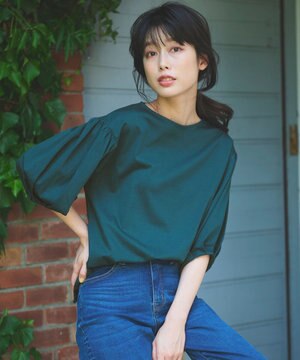  シルケットスムースパフスリーブトップス