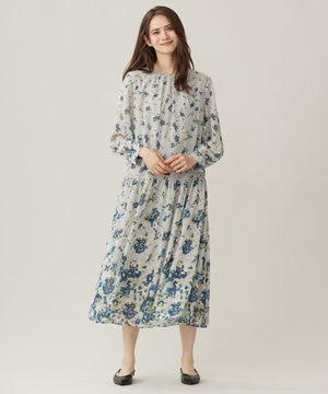 【洗える】オータムダリアプリント ワンピース