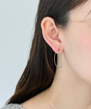  〈痛くないシリーズ〉ファセットスリムフープライトフィットイヤリング　シルバー