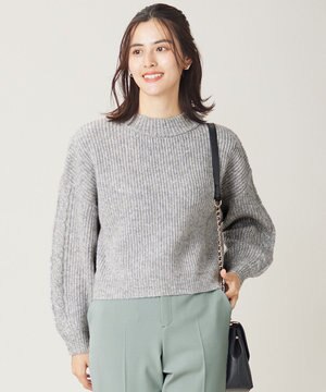 【洗える】袖ケーブルショート ニット