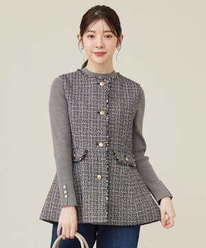  ファンシーツイードペプラム ジレ