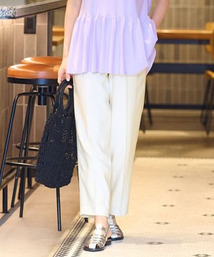  【XSサイズ～/洗える/セット着用可】キュプラリネンシャンタン イージーテーパードパンツ