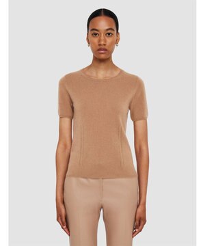  【洗える】ライトピュアカシミヤ　ニットTシャツ