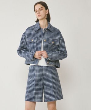  チェックツイードブルゾン