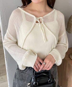  アンサンブルメッシュリボンカーディガン