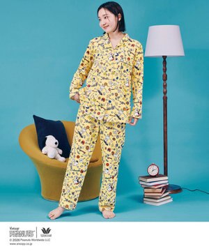 PEANUTS パジャマ 長袖 長ズボン 綿100%(本体) スヌーピー レディース FDX562 /ワコール