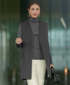  【洗える・リバーシブル着用可】T/Wツイルキルト リバーシブル パディング ジレ