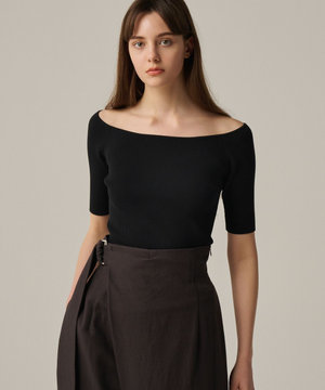 【ご好評につき追加生産】ドライタッチ ニット オフショル トップス(uncrave WHITE)