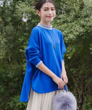  【洗える】リバーシブルWフェイスポンチョ風ニット