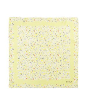  【シルク100%】フルラ (FURLA) 小花柄 シルクプリントスカーフ 58cm×58cm