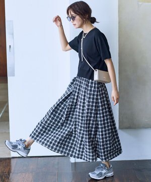  【2SET】ニット×チェックスカートセット