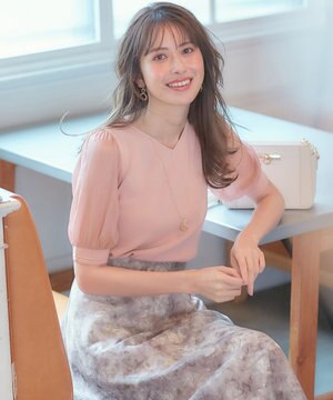  【洗える】シアースリーブコンビ ニット