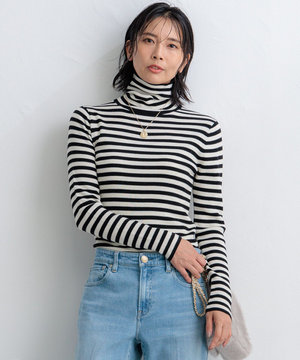 【Oggi1月号/CLASSY.11月号掲載】ウーステッドウール リブタートルネック ニット