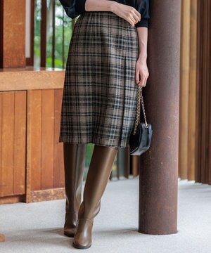  【洗える】ツイーディーエトワール Aライン スカート