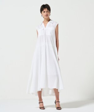  ティアードコンビシャツワンピース