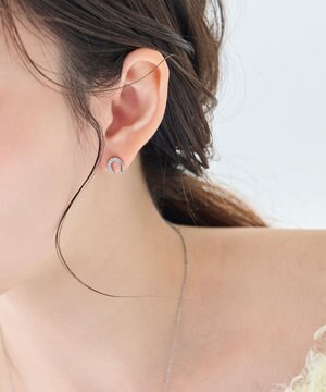  〈金属アレルギー対応〉グロッシーミニホースシューピアス　シルバー　ステンレス/馬蹄/蹄鉄/ラッキーモチーフ/ギフト/プレゼント