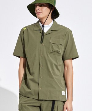  【高通気 / 軽撥水 / 軽量のDotAir 使用】【MEN】開襟シャツ