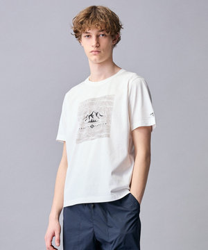【ゆったり】プレーティング天竺 リーフプリントアウトドア Tシャツ