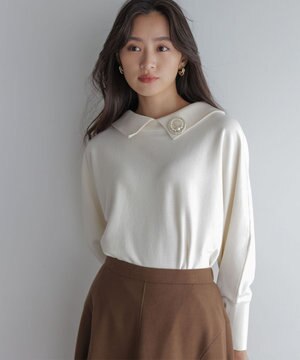 【加藤ローサさん着用・新色追加・前後着用可】スムースストレッチロールネック ニット